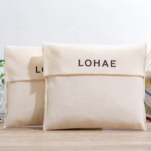 Recyclebare aangepaste logo katoenen flap stofhoezen, trekkoordzak, envelopstijl, gepersonaliseerde pouch verpakking, reisopslag