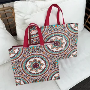 Bolso de mano reciclable rojo para mujer, bolsa de embalaje de regalo laminada de tejido no tejido, personalizable con tu logo.