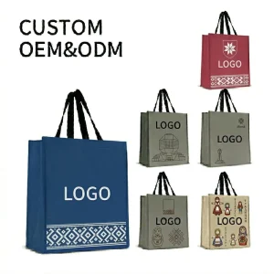 Tas Tote Desain Kustom yang Dapat Digunakan Kembali Pemasok China Tas Belanja Laminasi Kain Non-Woven Polypropylene dengan Logo