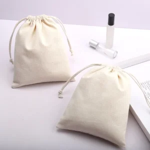 Wiederverwendbare umweltfreundliche 8Oz Canvas Staubschuh Verpackungstasche aus natürlicher Baumwolle mit Kordelzug