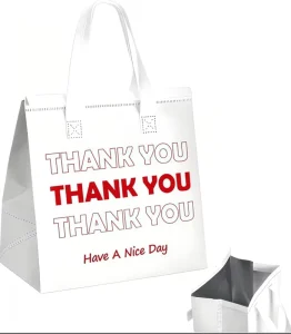 Sac de stockage alimentaire portable thermique isolé mini non tissé réutilisable avec motif de lettres imprimé