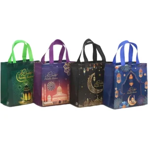 Sac fourre-tout non tissé réutilisable avec impression européenne pour emballage de fête d'anniversaire et de festival de la lune, pour shopping et stockage