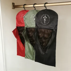 Satin Promotion Hängende Kleidersack für Verpackungstasche für Haare mit weichem Reißverschluss und benutzerdefiniertem Logo für andere Textilverpackungen