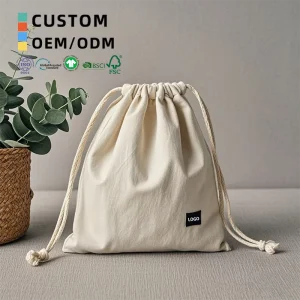Kantong Hadiah Kain Muslin Kecil dengan Logo Cetak Kustom Pouch Perhiasan Sachet
