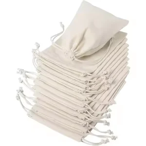 Pequeña Bolsa de Algodón Orgánico Suave Personalizada, Reutilizable, Bolsas de Muselina con Cuerda para Perfume