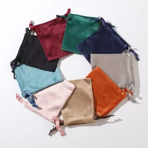 Lagernde Lisse-Velours-Zugbeutel, benutzerdefinierte Textilverpackung, Velours-Geschenktasche für Schmuck & Süßigkeiten