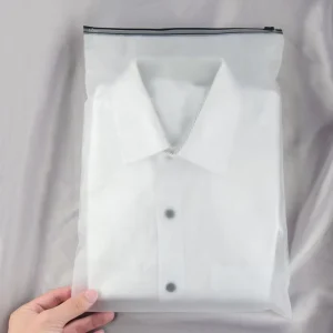 Translucent Custom Logo Printing Slider Zip Bag Clothing Apparel Biodegradable Packaging Frosted Zipper Bags