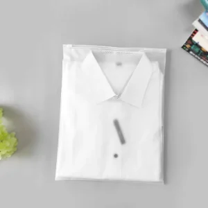 Transparente, frosted Kunststoff-Reißverschlusstasche für Kleidung, Hosen, Kleider, T-Shirts, kurzärmelige Verpackungstasche