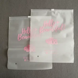 Sacs en plastique mat à fermeture éclair personnalisés, écologiques, impression en flexographie, quantité minimum de commande 100 pièces