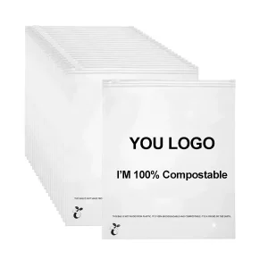 Bolsas Ziplock 100% biodegradables y compostables impresas personalizadas para ropa, baño, zapatos, joyas, abrigos, gorras