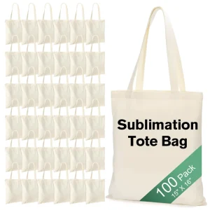 100 Túi Tote Vải Canvas Trơn Đóng Gói Số Lượng Lớn Túi Mua Sắm Tái Sử Dụng Cho Quà Tặng DIY In Ấn Túi Biển Canvas