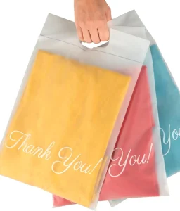 Sacs T-shirt en polyéthylène recyclables 100 % avec poignées pour petites entreprises, supermarchés, promotions, expédition, emballage de vêtements, merci