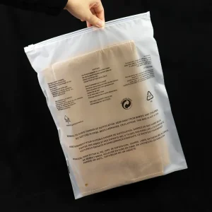 100% переработанные пластиковые пакеты для одежды с застежкой, упаковка с предупреждающим слоганом, поли-упаковочные пакеты PPWR