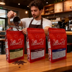 Achtzijdige verzegelde platte koffiezak met ontluchtingsklep en rits, op maat gemaakte bedrukte aluminium koffiezakken voor 1kg OEM