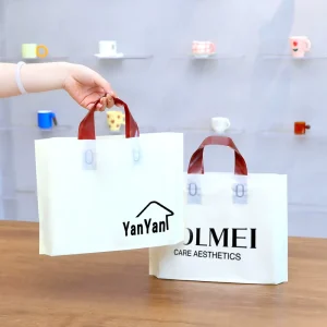 1 stuk MOQ Duurzame PE Recyclebare Frosted Plastic Zakjes met Aangepast Logo en Handvat voor T-shirt Kleding Boetieks