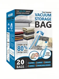 20 pacchi di sacchetti sottovuoto a compressione dell'80% per risparmiare spazio per vestiti e biancheria da letto