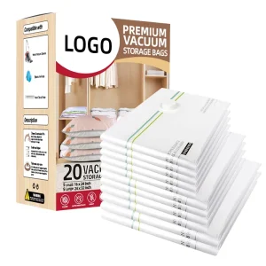 20-pack gecomprimeerde ruimtebesparende, milieuvriendelijke, vochtbestendige vacuümopslagzakken voor kleding, voedsel en beddengoed met handpomp