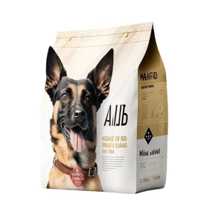 Sac à fond plat personnalisé de 500 g pour nourriture pour chiens, utilisé pour l'emballage de friandises pour animaux de compagnie, sac en plastique à haute barrière, avec fermeture éclair