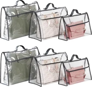 Kantong Debu 6 Pack untuk Tas dan Dompet Penutup Debu Jernih dengan Tombol Magnet