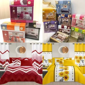 カーテン付き8点寝具セット キングサイズベッドシーツセット フィットセット 発送準備完了 高品質寝具セット 夏用