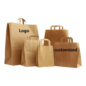 Tasche mit individueller Druckverpackung Lebensmittelechte braune Kraftpapiertaschen für den Einkauf