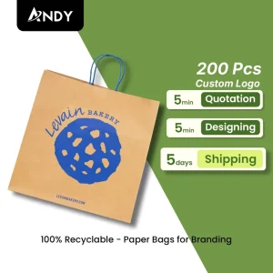 Bolsa de papel personalizada de alta resistencia para panaderías, de colores, para empaquetado en restaurantes