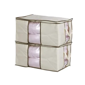Beige PVC Venster Rits Dekbed Quilt Verpakkingszak Duurzame Opvouwbare Opbergzak voor Kleding Kledingkast Toepasbaar