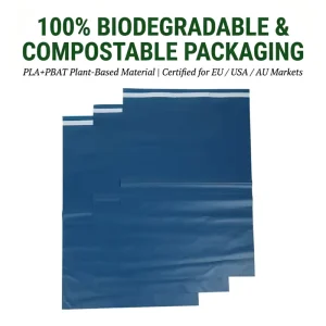 Sac d'expédition en polyéthylène compostable noir personnalisé avec logo imprimé pour vêtements