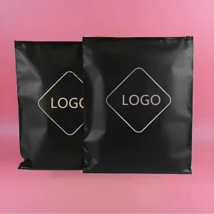 Túi khóa kéo mờ đen in LOGO tùy chỉnh, túi nhựa trong suốt, tái sử dụng, bao bì cho quần áo