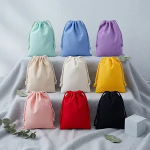 Sacs en coton à cordon blancs, sacs en toile personnalisés, emballage écologique, sacs de rangement avec logo personnalisé