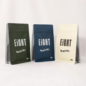Bolsa de Café 250g 12oz com Logo Impresso Personalizado, Saco Plástico de Fundo Plano para Café com Válvula e Zíper