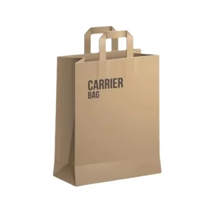 Borsa in carta kraft con logo personalizzato, borsa per il pranzo da asporto, scatola per confezionamento abbigliamento con manico piatto