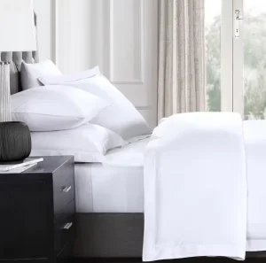 Ropa de Cama de Hotel de Algodón Blanco de Calidad Fabricada en China, Tejido Liso, 233 Hilos