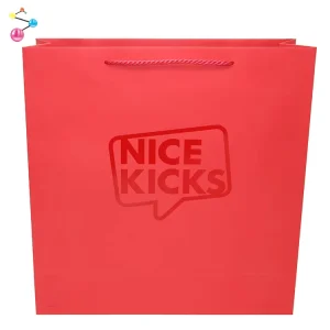 Borsa di carta rossa personalizzata per shopping, imballaggio per scarpe con logo