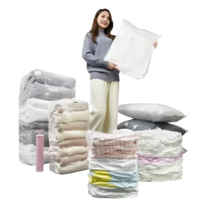 Set Kantong Penyimpanan Vakum Jumbo Penyimpan Ruang Cube Jelas untuk Selimut, Pakaian, dan Tempat Tidur