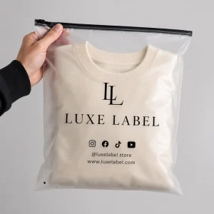 Kantong Kemasan Pakaian Jernih dengan Segel Zip Tahan Lama dan Logo untuk Pabrik Pakaian Label Pribadi