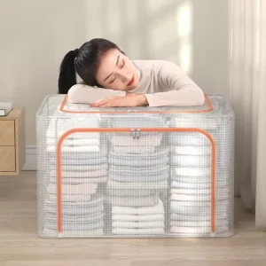 Heldere waterdichte PVC materiaal opbergdozen, opvouwbare organisatie tassen met helder venster voor beddengoed, dekens, kleding