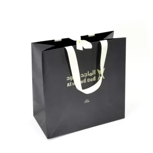 Kosmetik Kleidung Verpackungspapier Tasche Personalisierte Schwarz Weiß Luxus individuelle Papiereinkaufstaschen