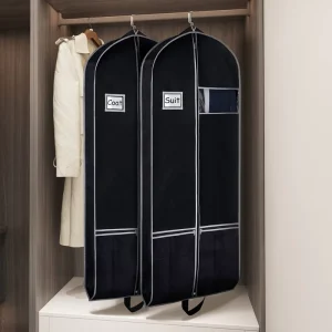 Túi đựng áo vest không dệt tùy chỉnh 43" với túi đựng thẻ PVC, thoáng khí, bao bì cho trang phục du lịch