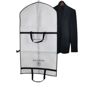Kemasan Kain Gaun Pernikahan yang Dapat Terurai dan Ramah Lingkungan dengan Logo Cetak, Tas Penutup Pakaian Non-Woven dengan Resleting