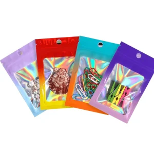 Sacos de embalagem coloridos e reutilizáveis com fecho ziplock Mylar, resistentes à humidade, para pequenas empresas