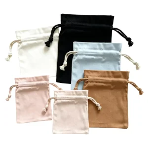 Bolsa de algodón con cordón personalizada, bolsa de regalo de algodón de sarga