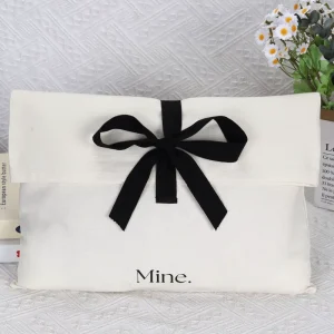 Individuelle Baumwollumschlagstaubtasche, recycelbare Canvas-Tasche für Kleidung, Kissen, Schuhe, Handtaschenverpackung mit Logo und Band