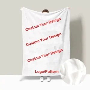 Selimut Desain Kustom dengan Pola Logo Cetak Flanel Fleece Lembut untuk Set Tempat Tidur Bantal Sofa Hadiah Festival