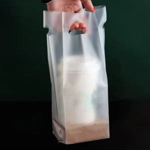 Tas Kertas Kustom Sekali Pakai untuk Empat Gelas Boba, Tas Penyangga Teh Bubble, Tas Kemasan Plastik