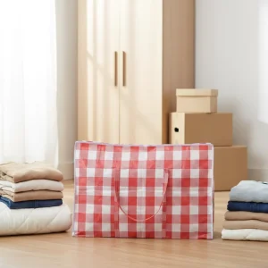 Kantong PP Tenun Ramah Lingkungan Kustom dengan Penutup Resleting, Cetakan Pad, Bahan Bedding Tahan Lama untuk Penggunaan Rumah Tangga, Logo Warna Kustom