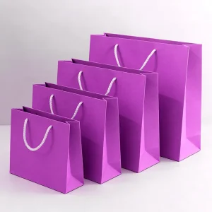 Individuell gestaltbare, umweltfreundliche, wiederverwendbare klassische Kraftpapier-Geschenktüten für Bekleidung, Schals und Modeartikel, mit Folienstempel