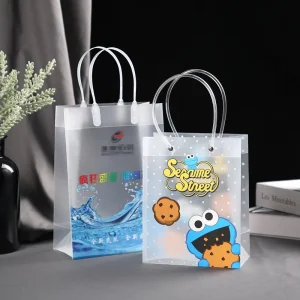 Borsa tote trasparente in PVC ecologica personalizzata, impermeabile, per stoccaggio cosmetici