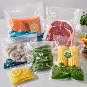 Sacs sous vide en nylon embossés personnalisés PA PE 7 couches, grade alimentaire, scellés à chaud, transparents pour viande et poisson 8x12 10x15