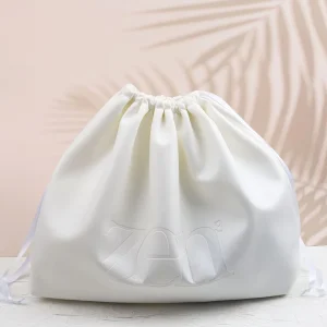 Benutzerdefinierte Prägung Logo PU-Leder Zugbeutel wasserdicht Staubbeutel Luxus Kleidung Schuhe Kissen Verpackung PU-Tasche